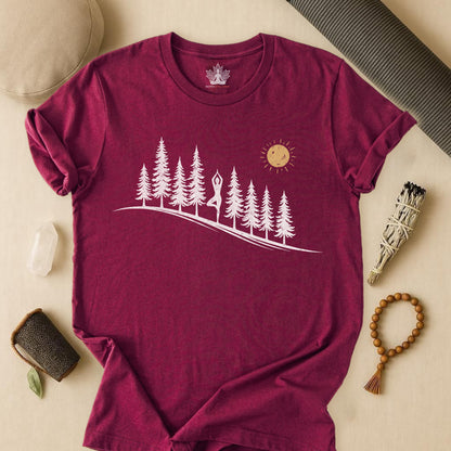 Forest Tree Pose Yoga – Balance in Nature Tee