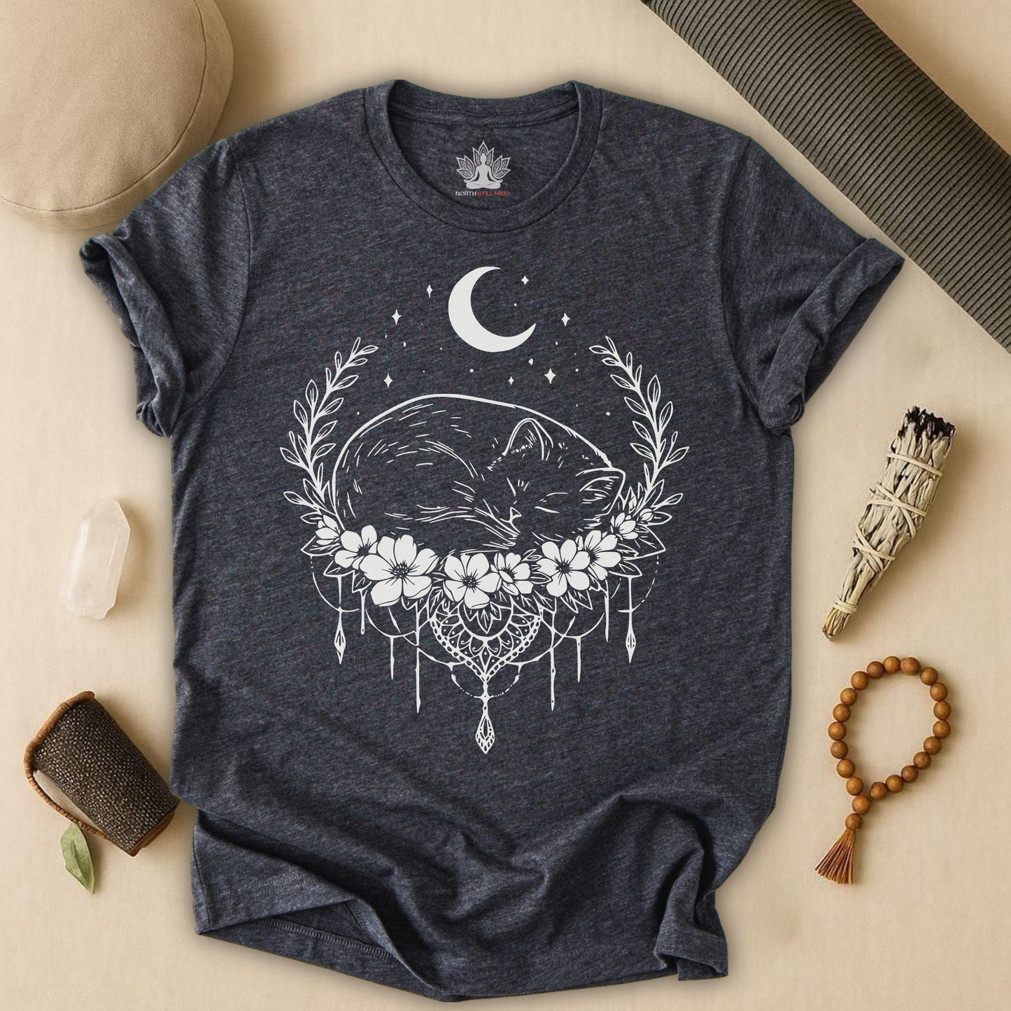 Sleeping Cat -  Moon Meditation Yoga Tee