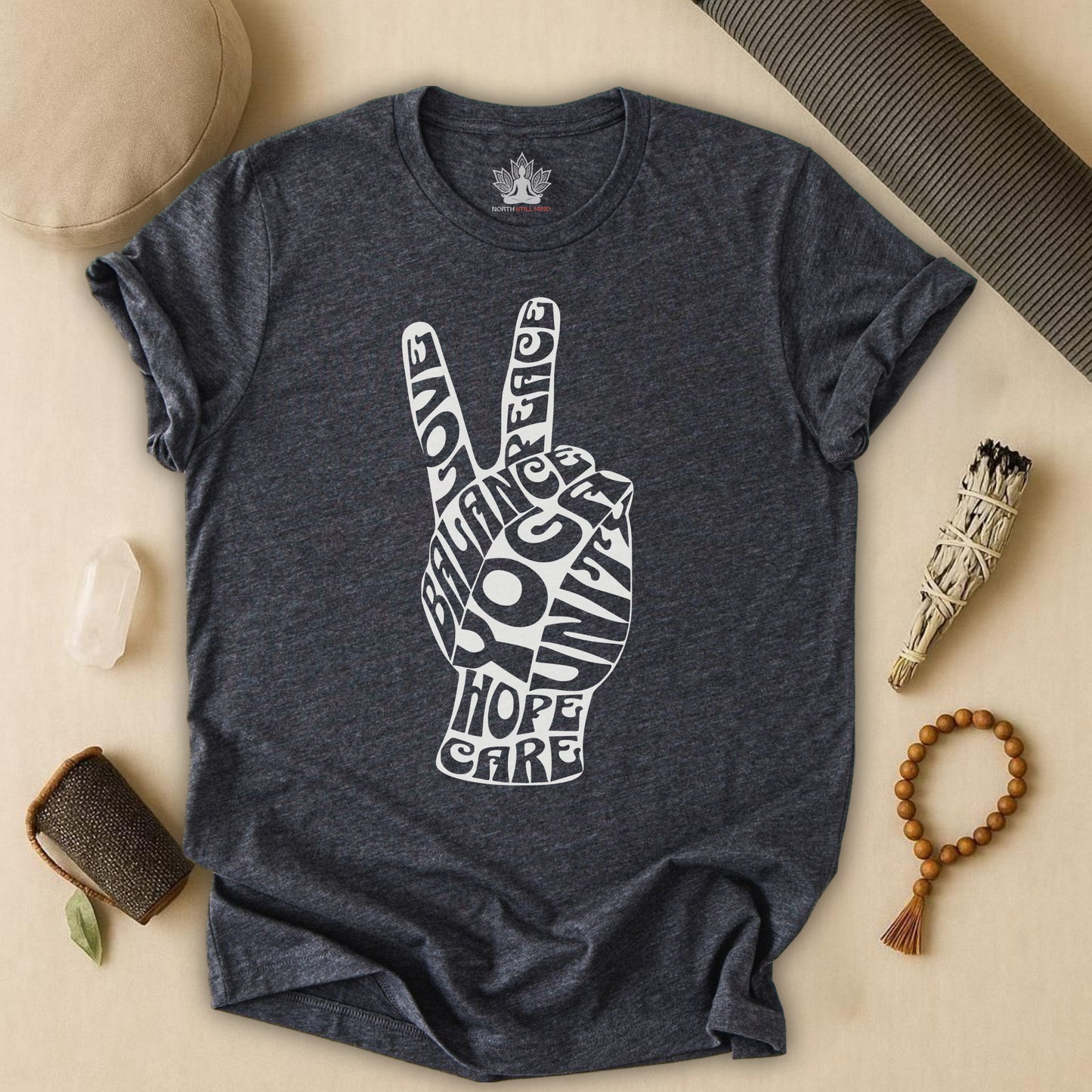 Peace Hand – Retro Word Art Tee