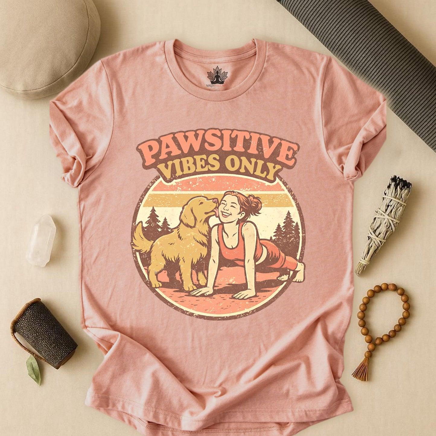 Retro Yogini & Happy Golden Retriever Tee