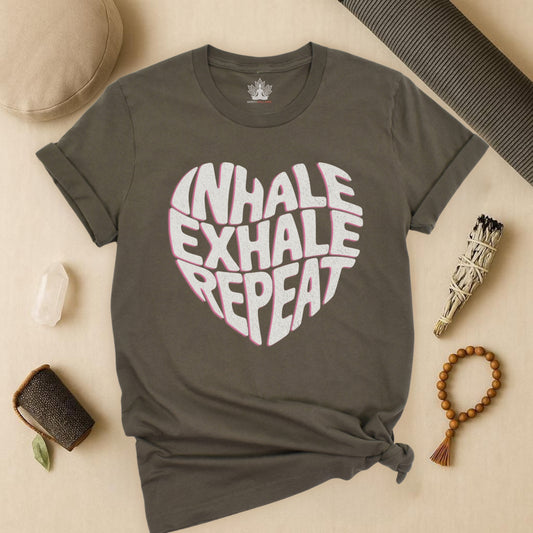 Inhale Exhale Repeat – Mindful Retro Heart Tee