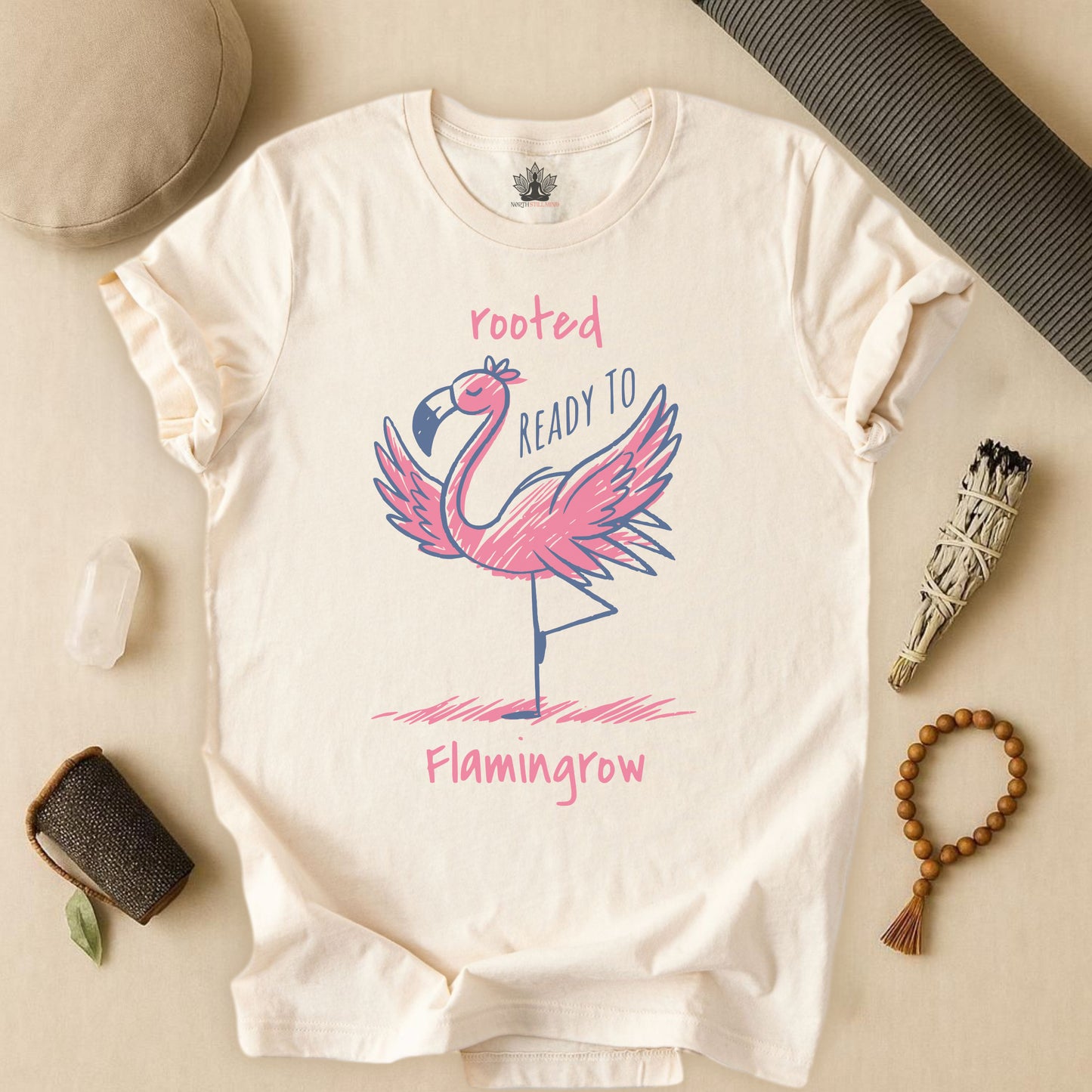 Flamingrow Tree Pose – Rooted & Mindful Flamingo Tee