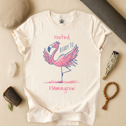 Flamingrow Tree Pose – Rooted & Mindful Flamingo Tee