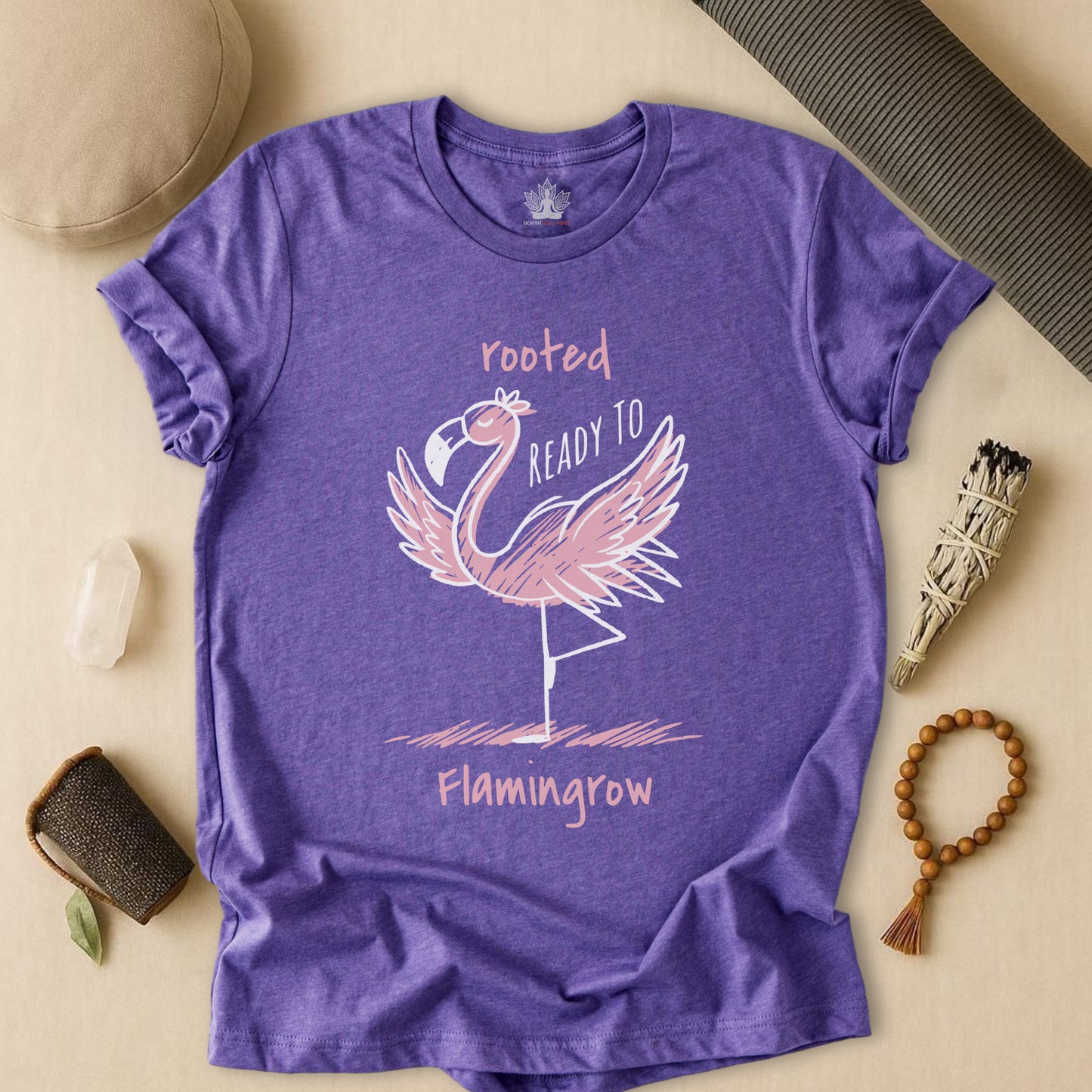 Flamingrow Tree Pose – Rooted & Mindful Flamingo Tee