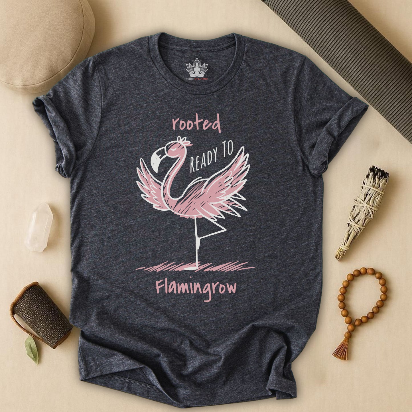 Flamingrow Tree Pose – Rooted & Mindful Flamingo Tee