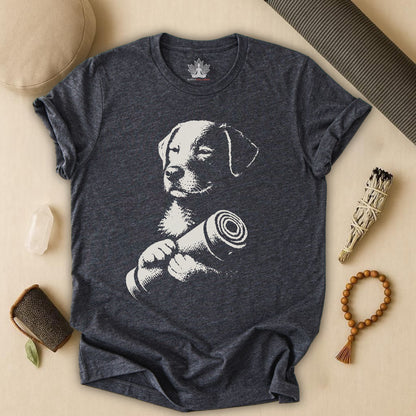 Mindful Dog Shadow Art – Monochrome Yoga Tee