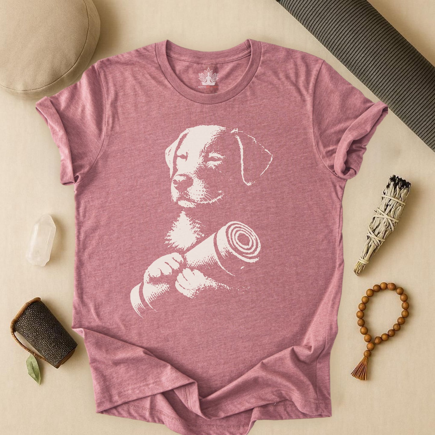 Mindful Dog Shadow Art – Monochrome Yoga Tee
