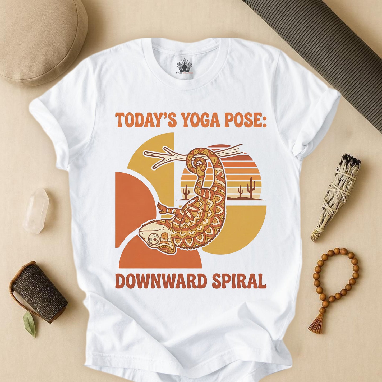 Downward Spiral Pose – Retro Sunset 70s Tee