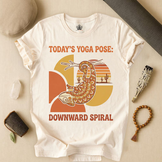 Downward Spiral Pose – Retro Sunset 70s Tee