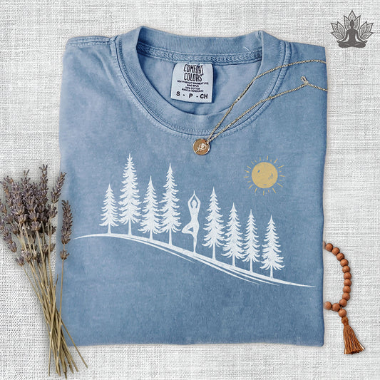 Forest Tree Pose Comfort Colors Tee