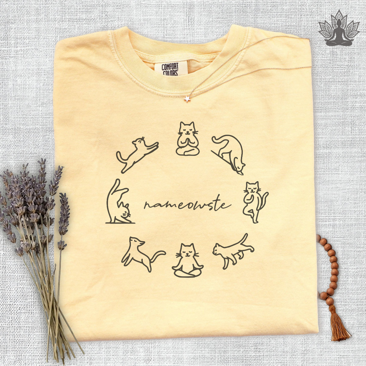 Yoga Cats Nameowste Comfort Colors Tee