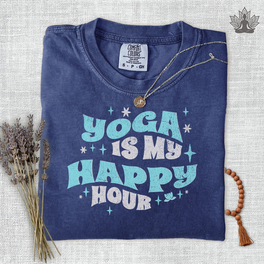 Yoga Is My Happy Hour Comfort Colors Tee
