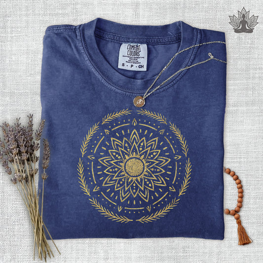 Golden Sun Mandala Comfort Colors Tee