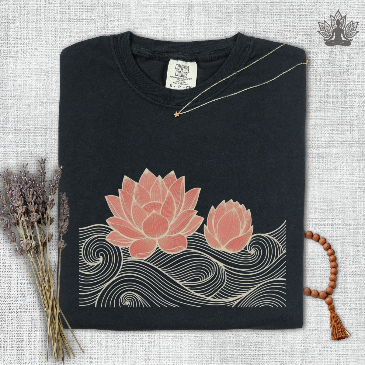 Retro Waves & Lotus in Bloom Comfort Colors Tee