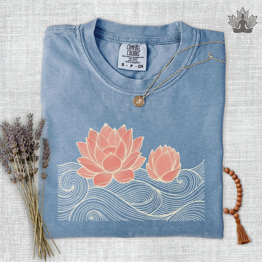 Retro Waves & Lotus in Bloom Comfort Colors Tee