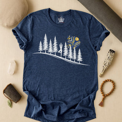 Forest Tree Pose In The Moonlight Tee