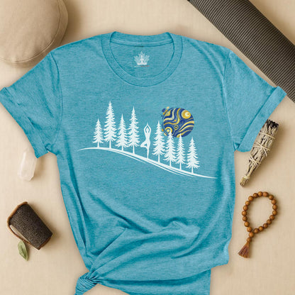 Forest Tree Pose In The Moonlight Tee