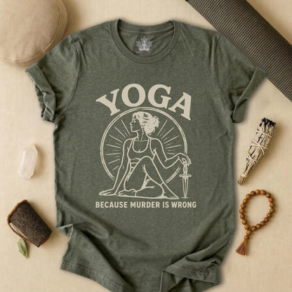 Yoga Because Murder Is Wrong Retro Tee