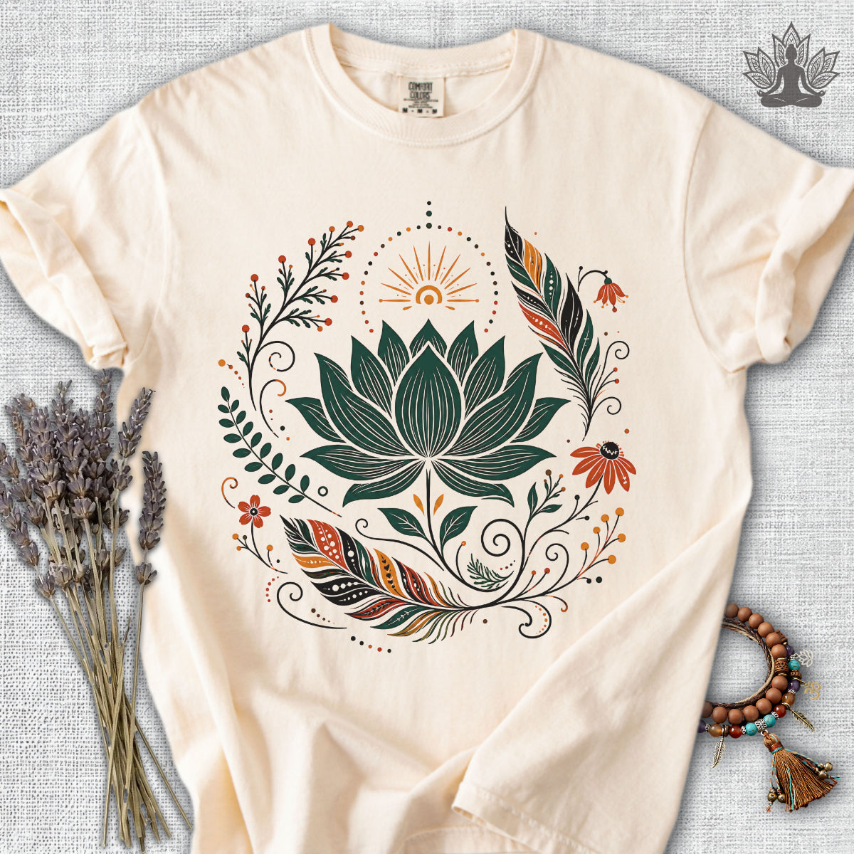 Boho Lotus & Feathers Comfort Colors® Tee