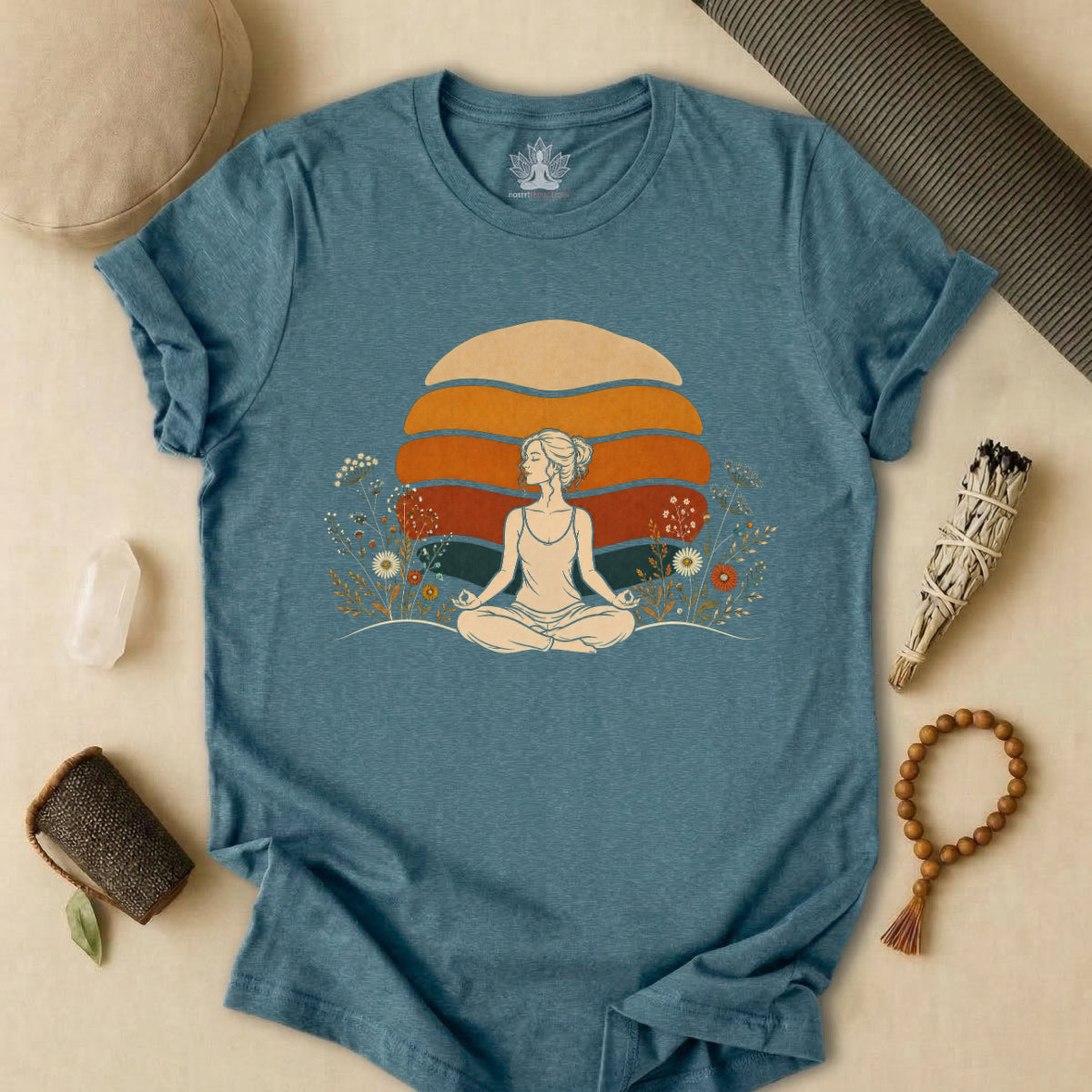 Retro Sunset Meditation Tee