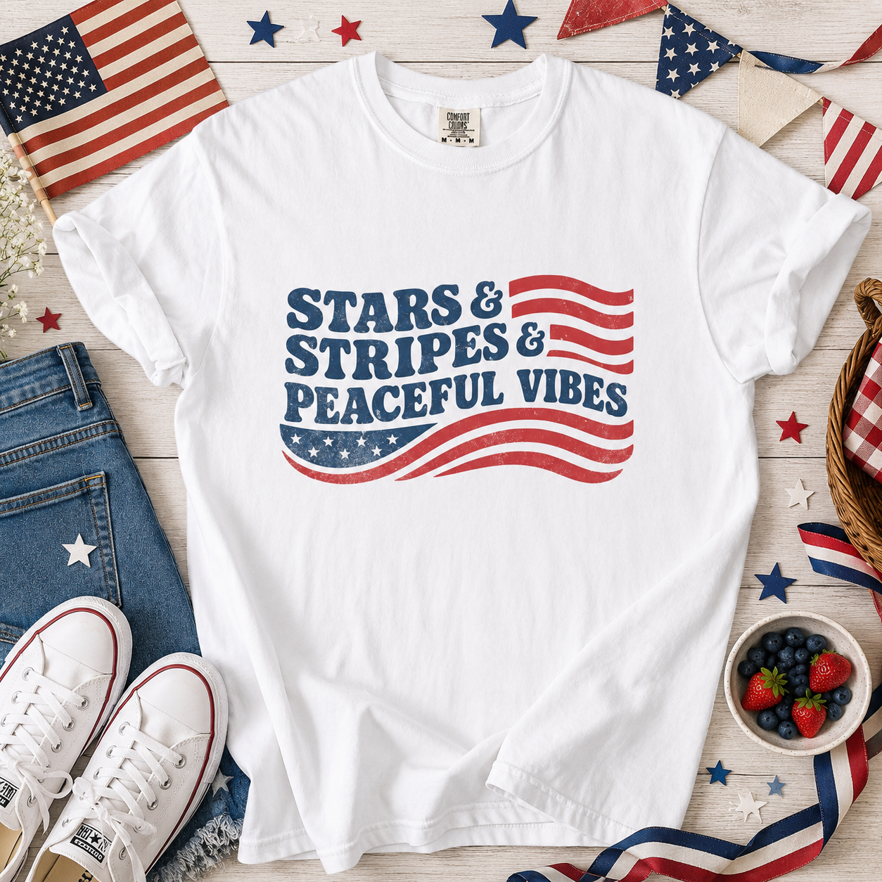 Stars & Stripes & Peaceful Vibes Comfort Colors® Tee