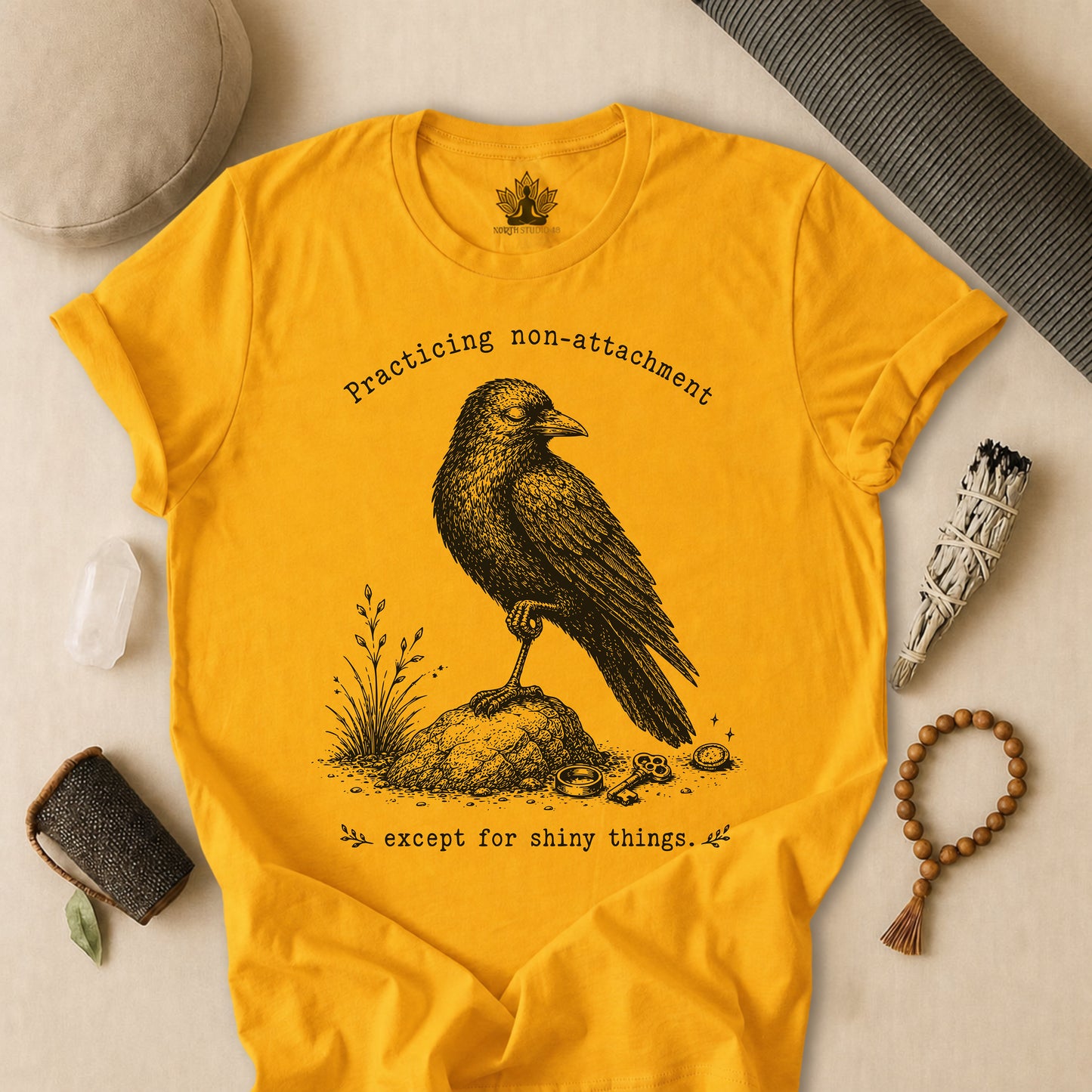Non-attachment, Except Shiny Things Crow Tee