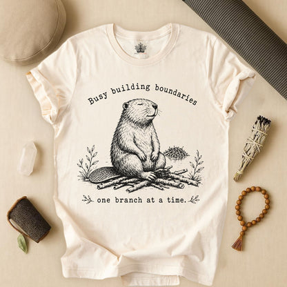 Busy Building Boundaries Beaver Tee