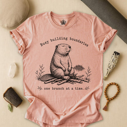 Busy Building Boundaries Beaver Tee