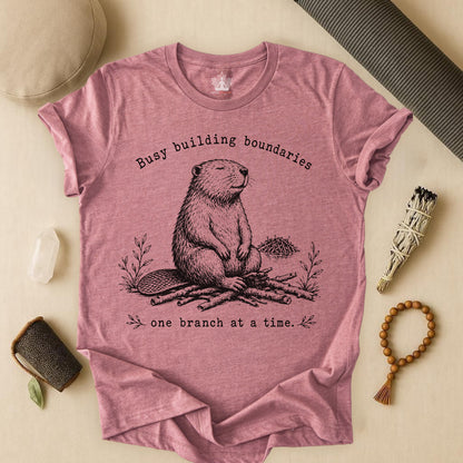 Busy Building Boundaries Beaver Tee