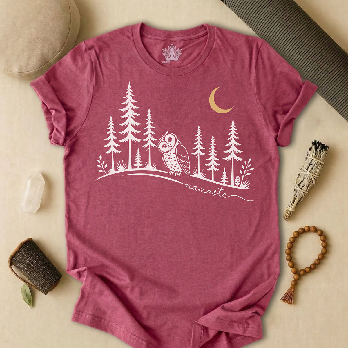 Namaste Forest Owl Tee