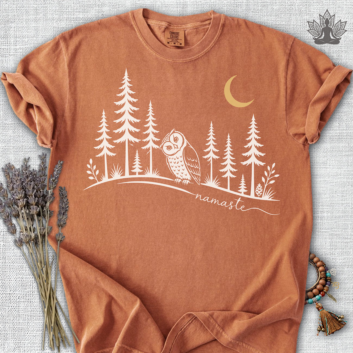 Namaste Forest Owl Comfort Colors® Tee