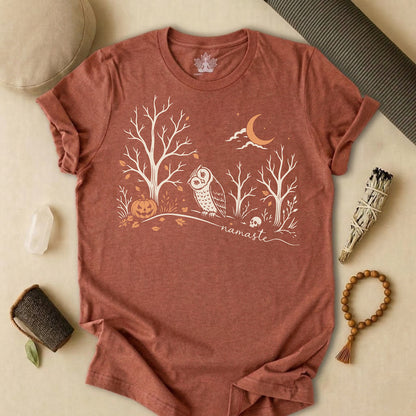 Namaste Forest Owl Halloween Edition Tee