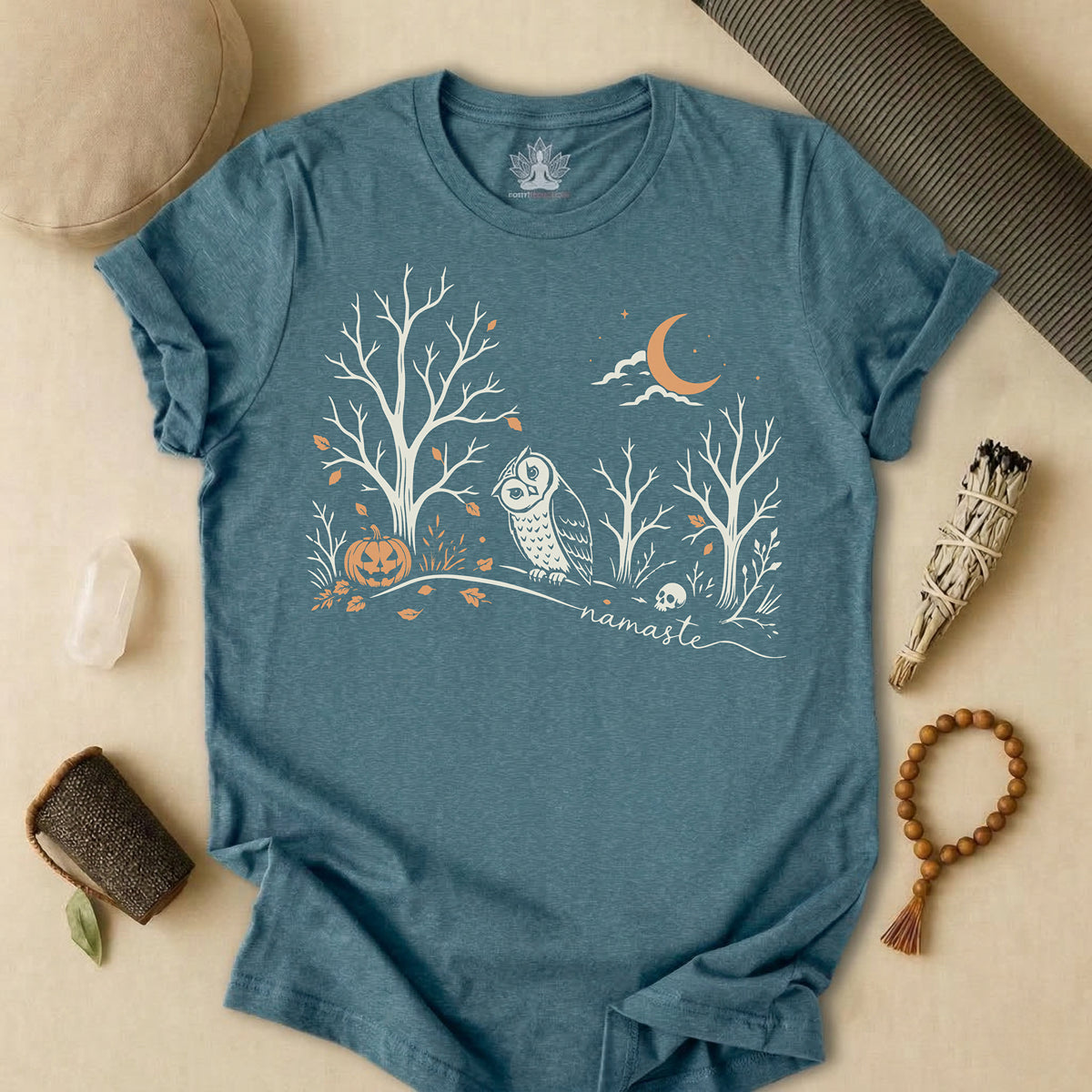 Namaste Forest Owl Halloween Edition Tee