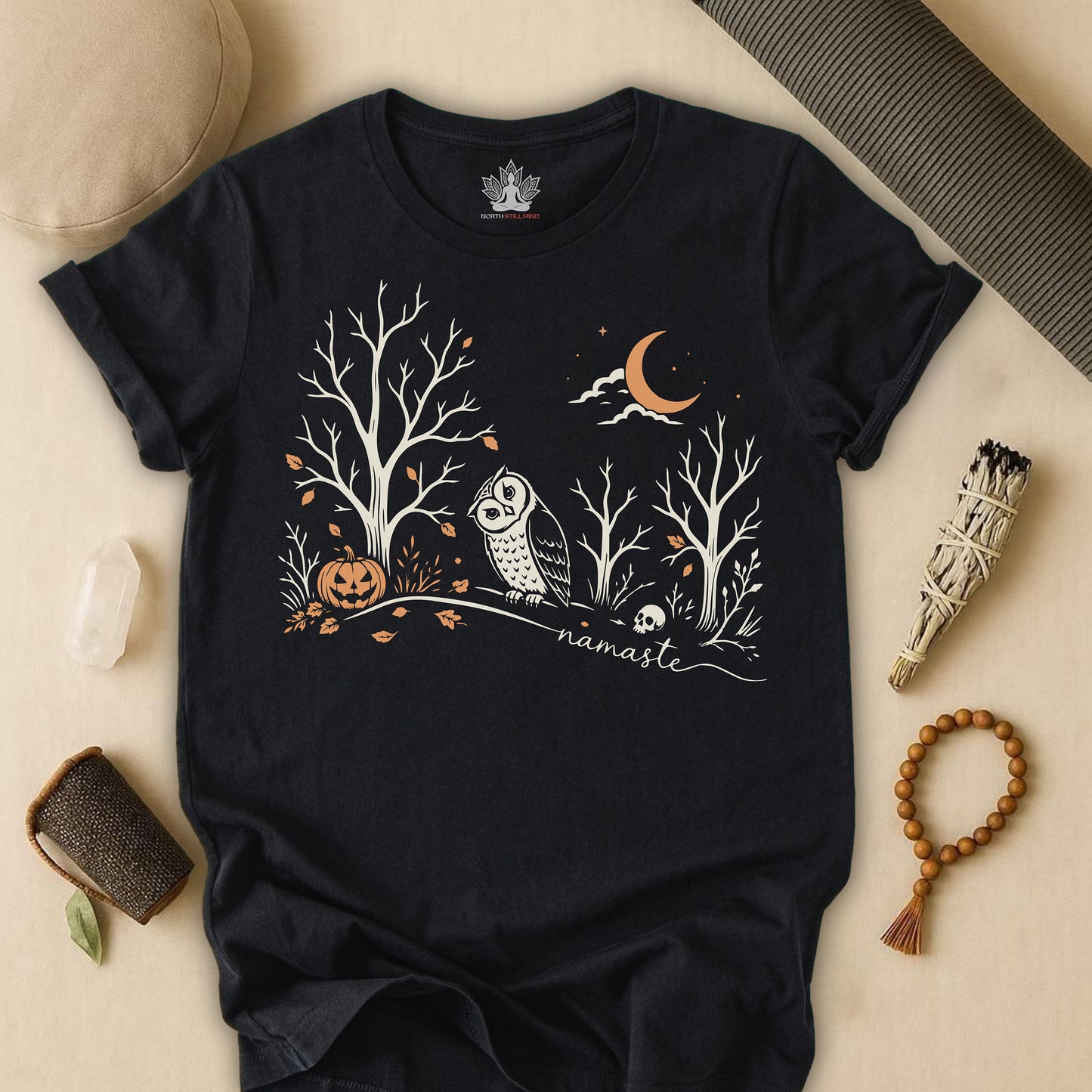 Namaste Forest Owl Halloween Edition Tee