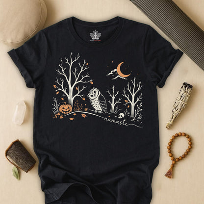Namaste Forest Owl Halloween Edition Tee