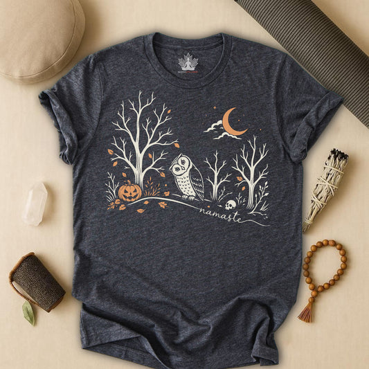 Namaste Forest Owl Halloween Edition Tee