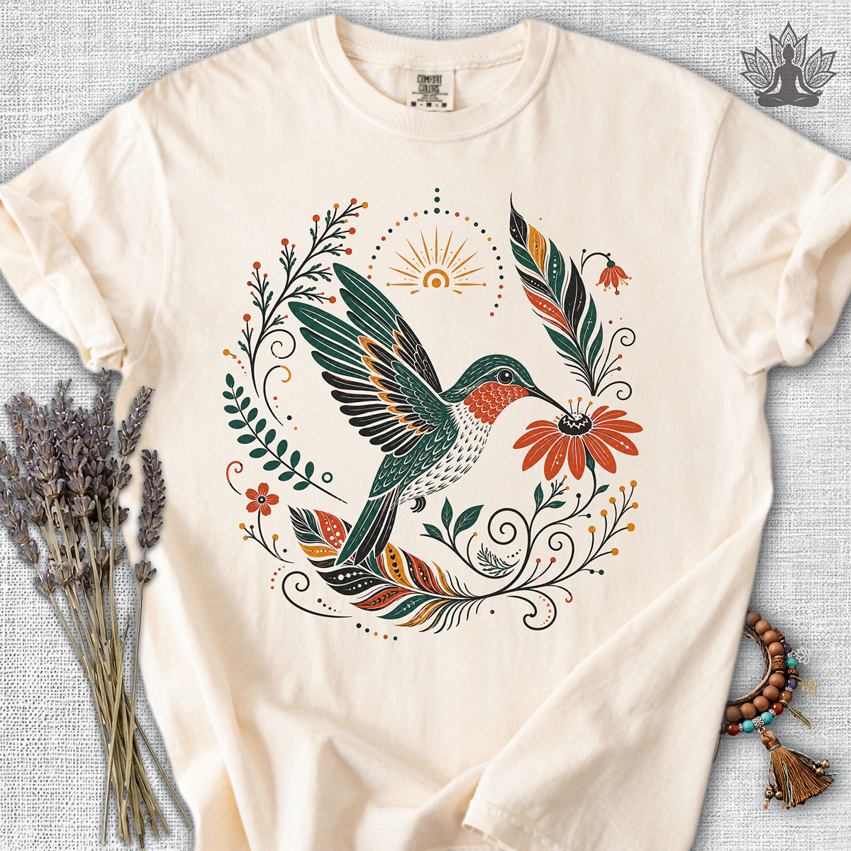 Boho Hummingbird & Feathers Comfort Colors® Tee
