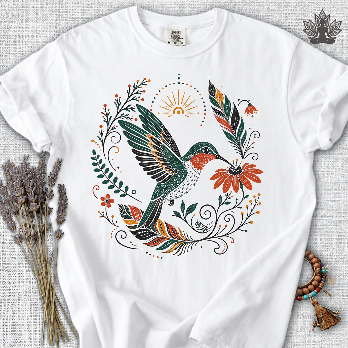 Boho Hummingbird & Feathers Comfort Colors® Tee