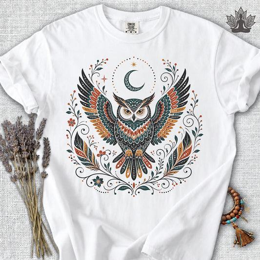 Boho Owl & Feathers Comfort Colors® Tee