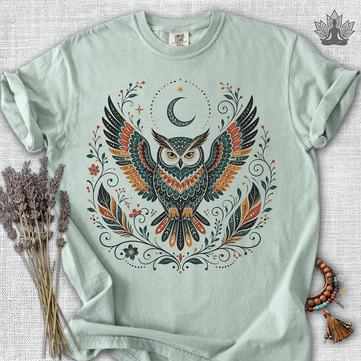 Boho Owl & Feathers Comfort Colors® Tee