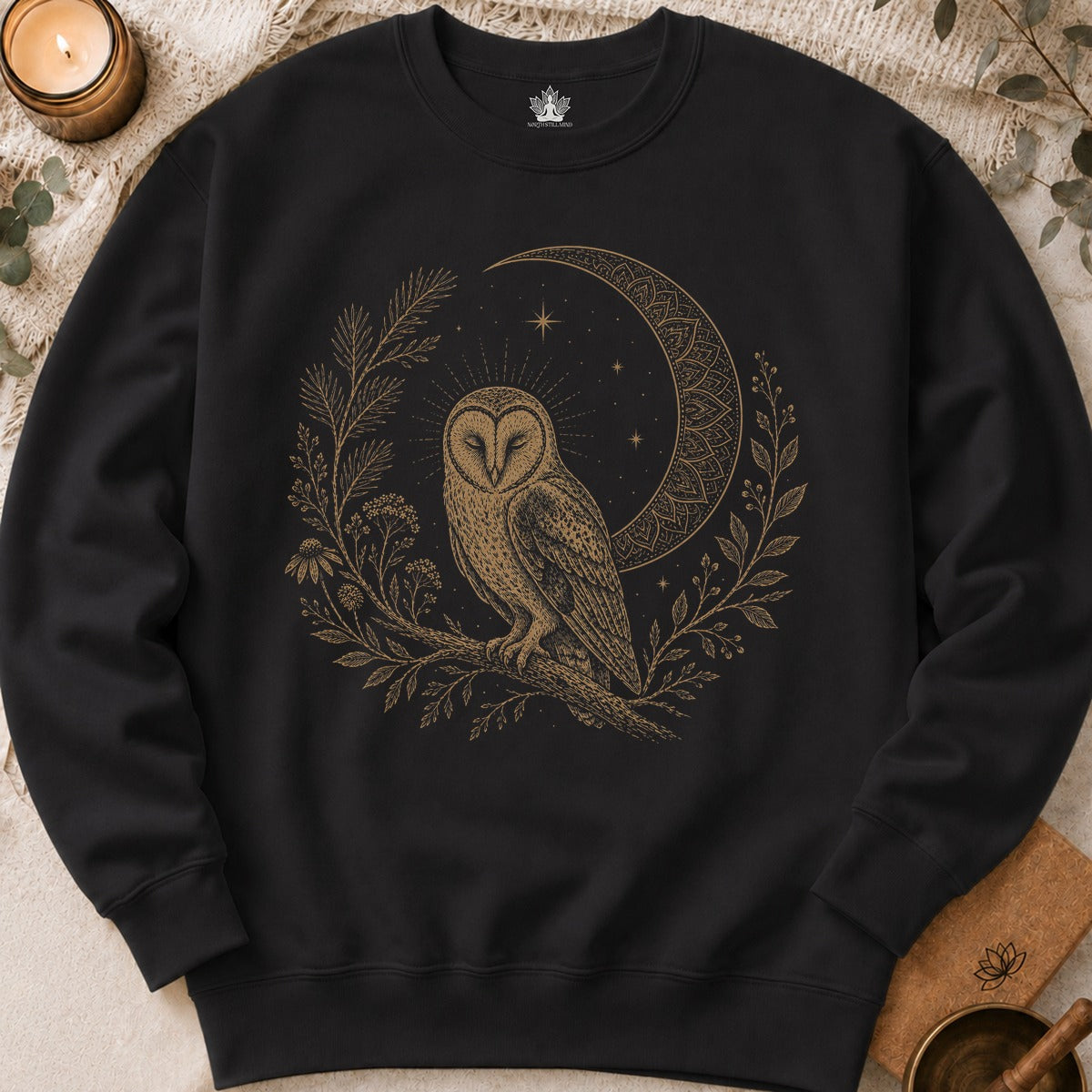 Barn Owl Mandala Moon Sweatshirt