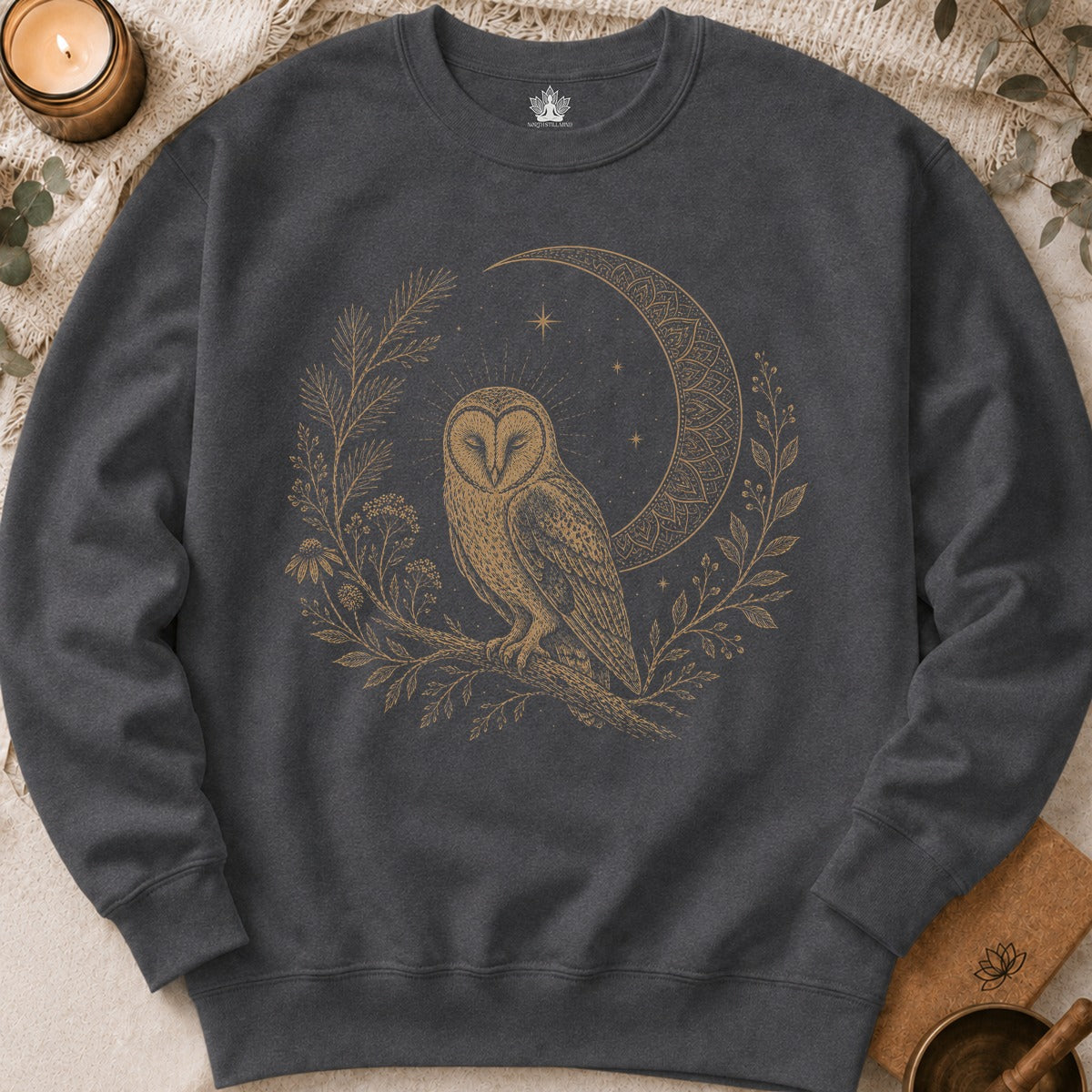 Barn Owl Mandala Moon Sweatshirt