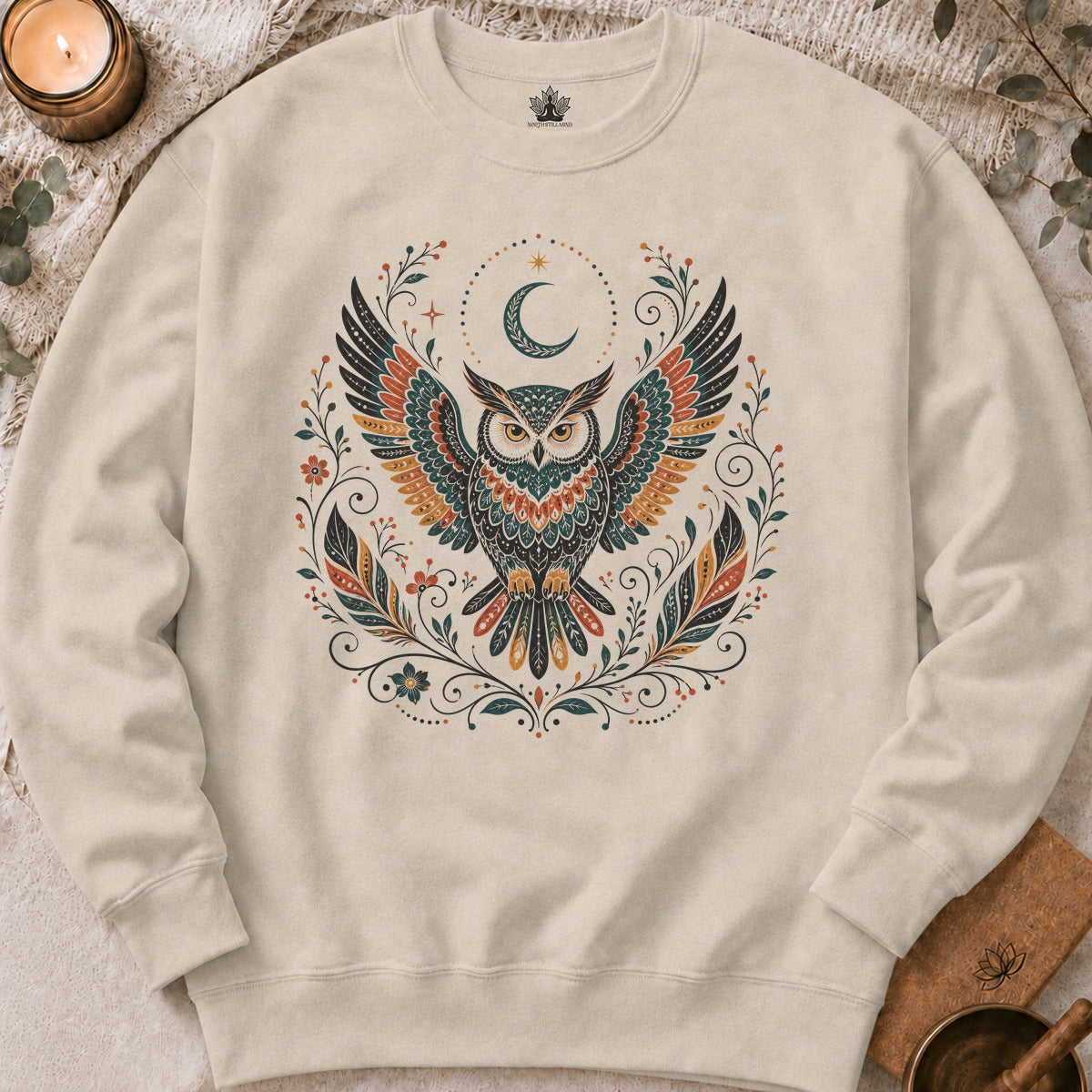 Boho Owl & Feathers Sweatshirt