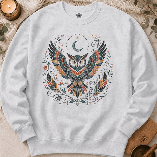 Boho Owl & Feathers Sweatshirt