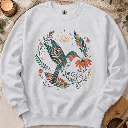 Boho Hummingbird & Feathers Sweatshirt
