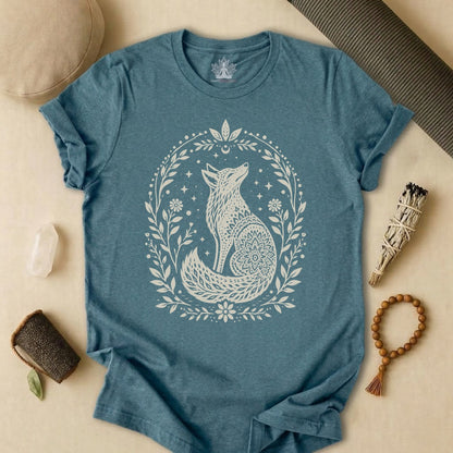 Boho Mandala Fox Linocut Tee