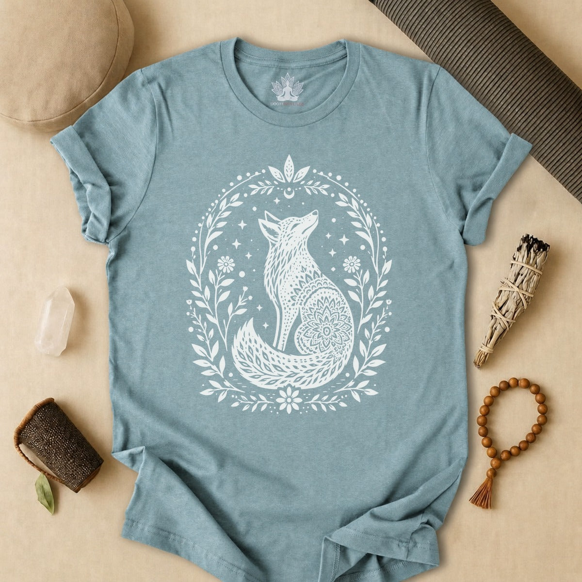 Boho Mandala Fox Linocut Tee