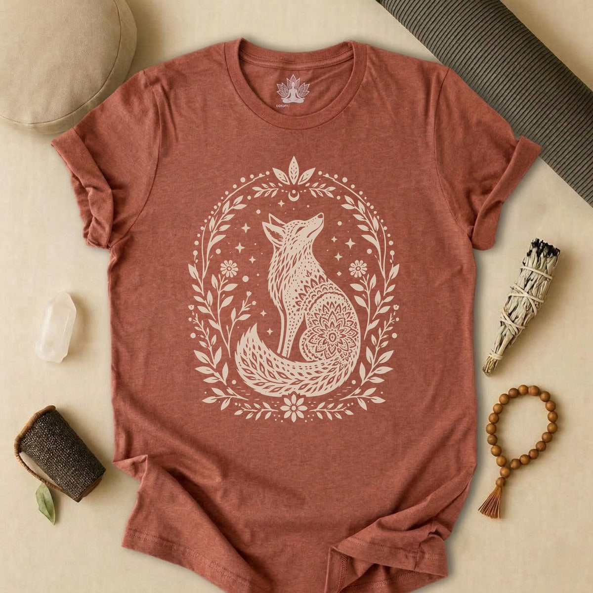 Boho Mandala Fox Linocut Tee