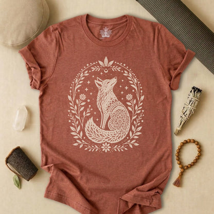Boho Mandala Fox Linocut Tee