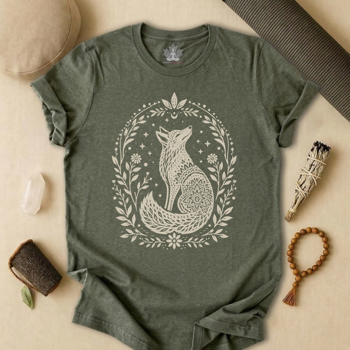 Boho Mandala Fox Linocut Tee